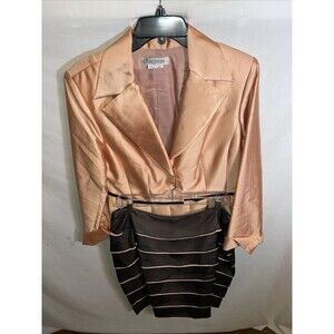 Kay Unger New York Women’s Dressy Blazer Skirt Set Size 14 Peach Brown Going Out